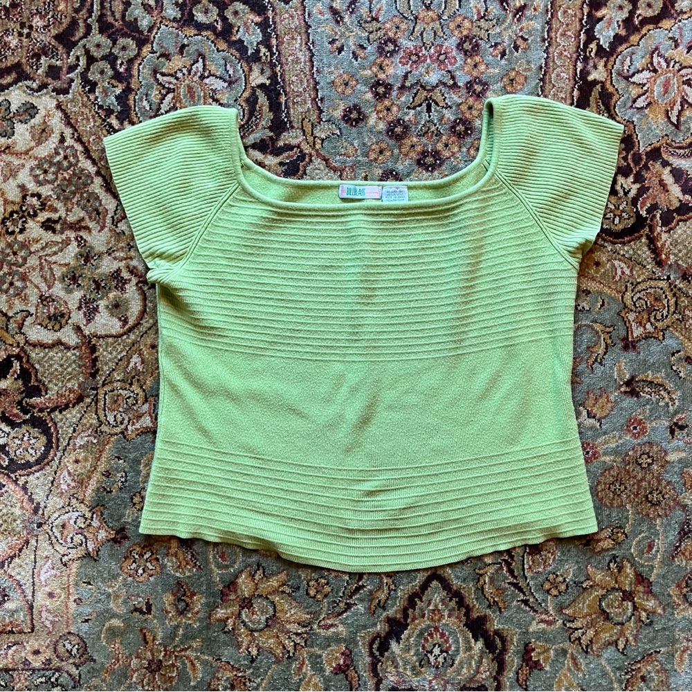 Bill Blass Lime Green Ribbed Top